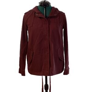 Forever 21 Women’s Jacket with hood Zip/Button Up Burgundy Size Small
